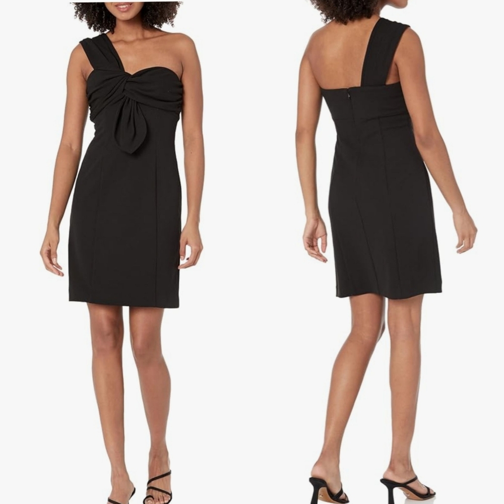 Trina Turk Amal Black One Shoulder Cocktail Dress NWOT